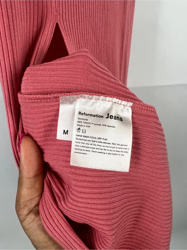 Reformation Jeans Donna Dress Pink Ribbed Side Slit Maxi Dress Size M - Image 8