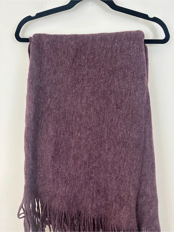Free People Oversized Soft Fringe Women’s Scarf Plum Purple - Image 2