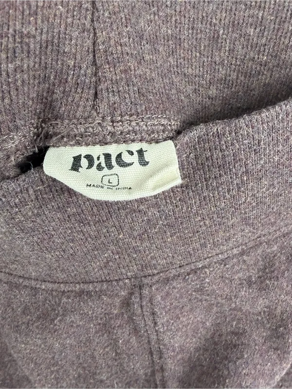 Pact organic airplane tapered leg pant deep taupe purple womens L travel comfort - Image 3