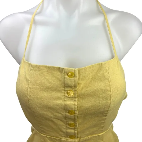 Revolve x Superdown Lilo Yellow Halter Button Up Open Back Mini Bodycon Dress S - Image 9