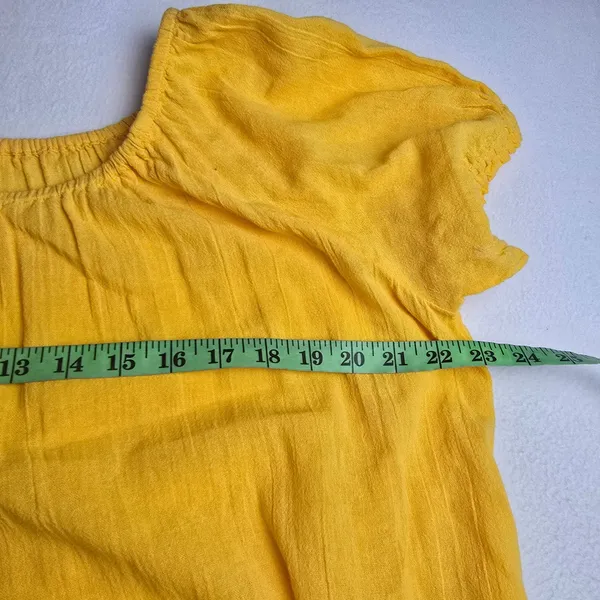 Free People 19Y So Scenic Mini Dress Yellow Cotton Boho Ruffle Oversized XS‎ - Image 10