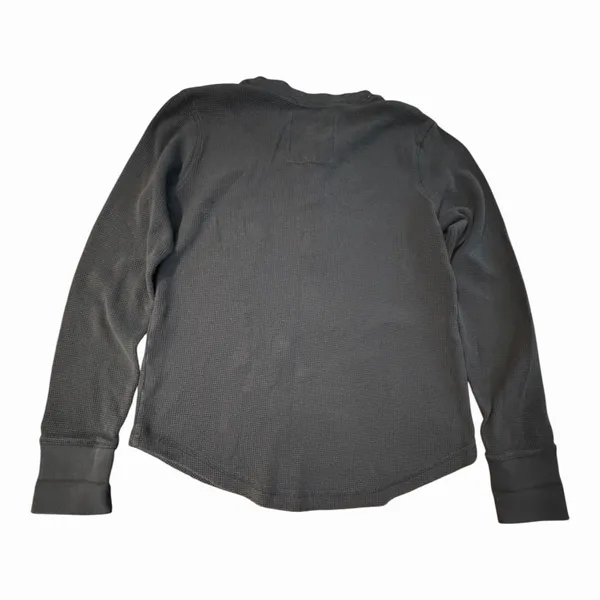 Pact Thermal Waffle‎ Knit Henley Shirt Small Charcoal Gray Organic Cotton #H12-2 - Image 5