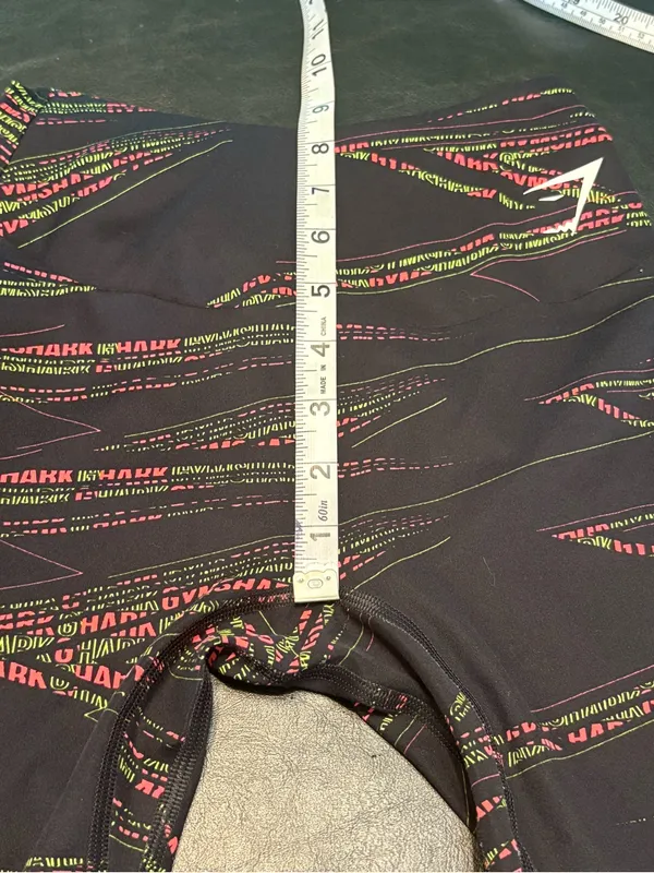 Gymshark Black Leggings with Neon Stripe Logo Pattern size Small - Image 5