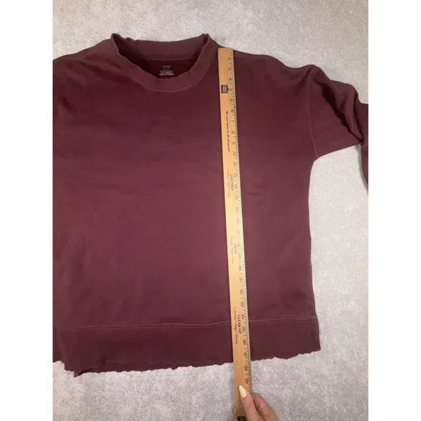 Aerie Women Sweatshirt L Burgundy Oversized Crewneck Fleece Pullover Cozy Loung - Image 8