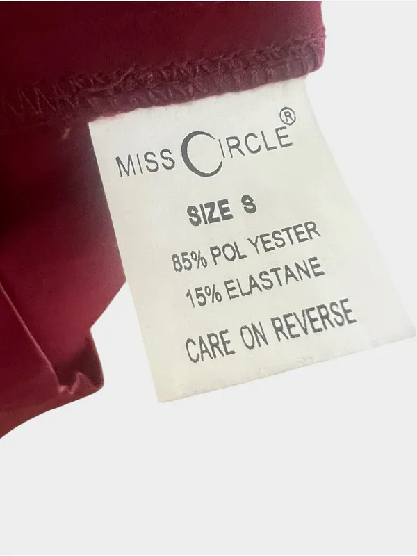 Miss Circle Burgundy Wine Satin Plunge Cutout Bodycon Midi Dress Small - Image 10