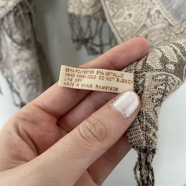 collectioneighteen beige brown tan paisley vintage‎ scarf fringe soft beautiful - Image 5