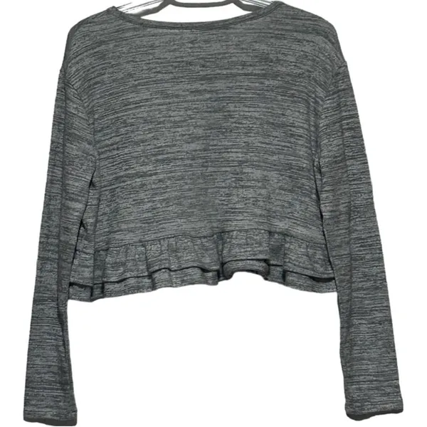 Arizona Jeans Junior Girl's Gray‎ White Long Sleeve Oversized Crop Top Size M - Image 2