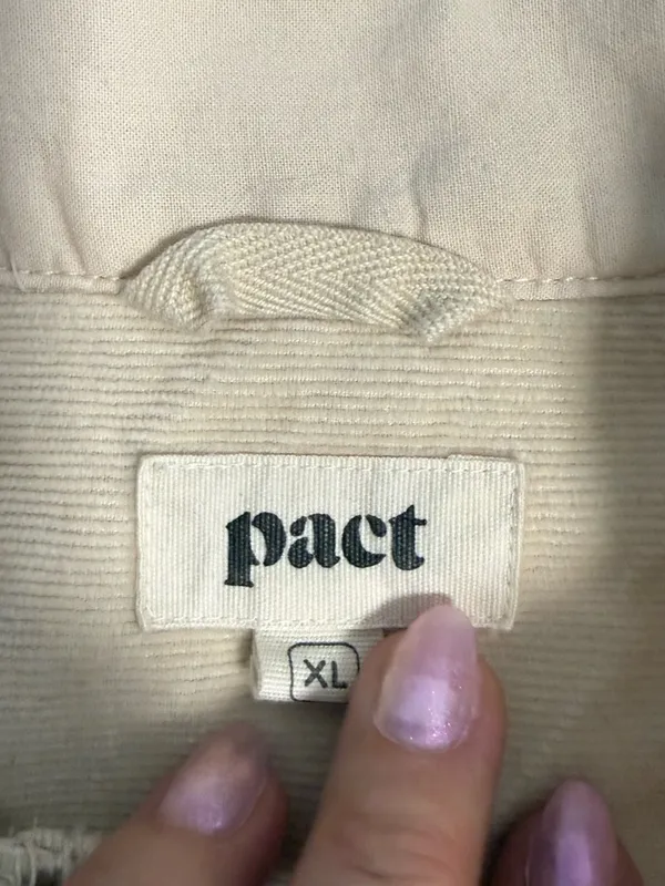 PACT Women Modern Corduroy Ribbed Bomber Jacket In Sandshell Beige Cream Size XL - Image 5