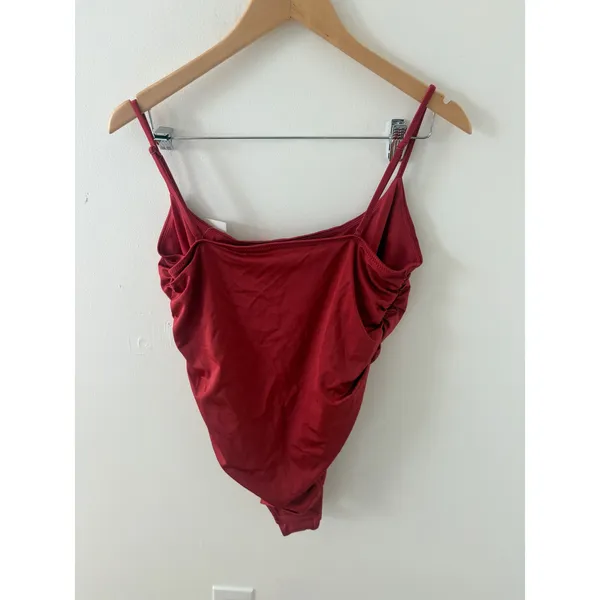 PacSun Swim Eco Red Ruched One Piece Swimsuit Size XL NWT - Image 3
