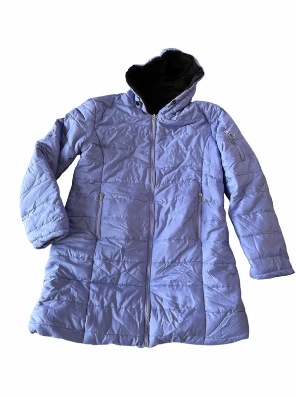 Women's Purple Hooded Winter Puffer Coat Size 3XL #260849 - Image 3