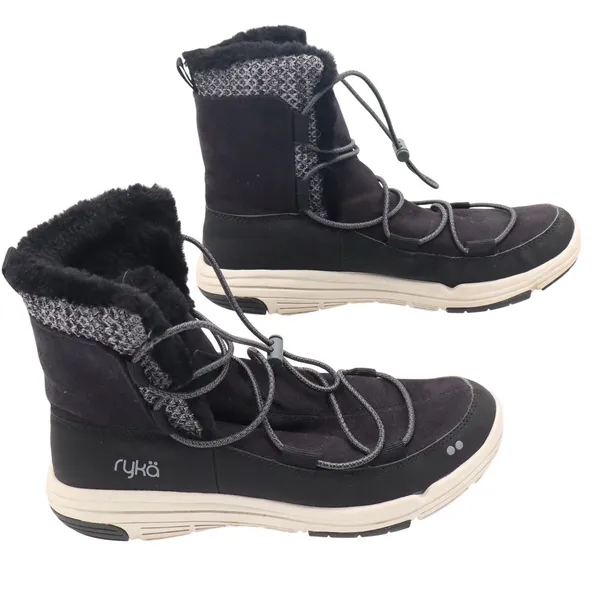 Ryka Aubonne Womens Black Faux Fur Lined Bungee Winter Snow Boots Size 8M - Image 2