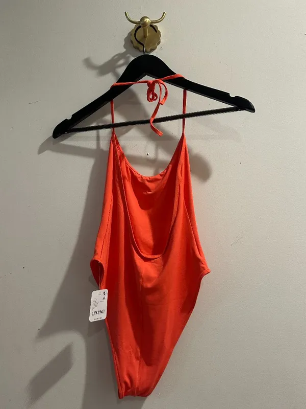TOAST Swim Free People High Cut One Piece Swimsuit Halter in Radiant Watermelon - Image 5