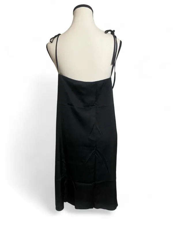 Miss to Mrs Dress Sz 3XL Black Slip Midi Dress with Spaghetti Straps Satin Feel - Image 2