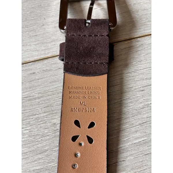 Brown Suede Leather Floral Studded Belt Silver Buckle Boho Western ML - Image 3
