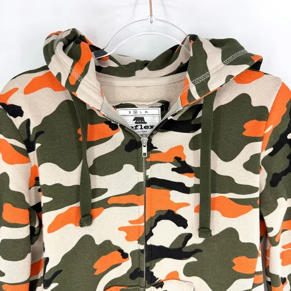Reflex Camo Full Zip Hoodie Green‎ Tan Blaze Orange Size Medium - Image 3