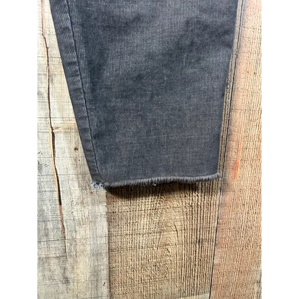 Aerie Charcoal Gray Corduroy Overalls Relaxed Straight Leg Raw Hem Small S - Image 2