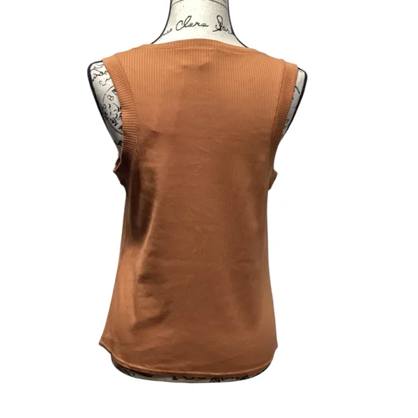 Terea Ava Ribbed Cut out tank Terracotta Size Large - Image 9