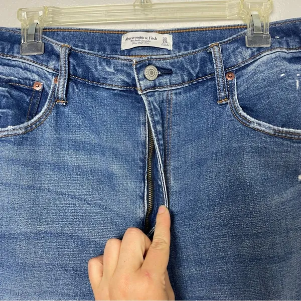 Abercrombie & Fitch Ankle Straight Ultra High Rise Blue Jeans Size 14 Long - Image 7