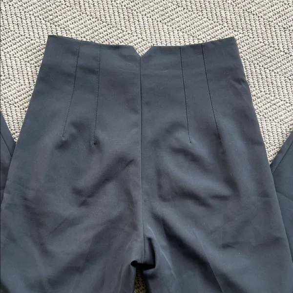 High-Rise Navy Women's Tapered Dress Pants - Image 7