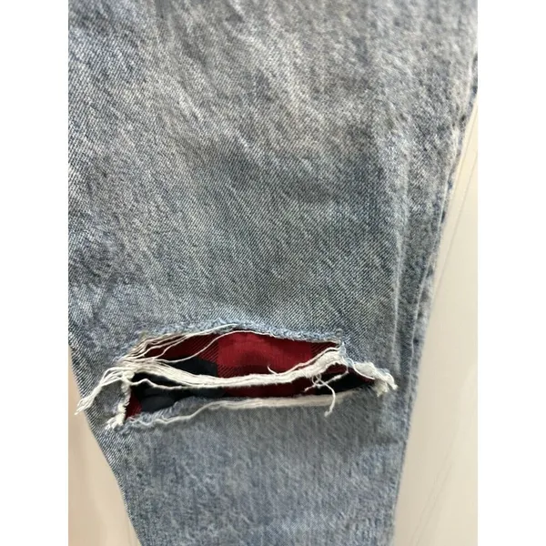 American Eagle Highest Rise 90s Boyfriend Jeans Womens Size 10~Distressed Plaid - Image 4