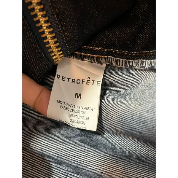 Retrofete Nyla Denim Micro Mini Skirt‎ Gold Zip Y2K Baddie It Girl Dark Wash Med - Image 6