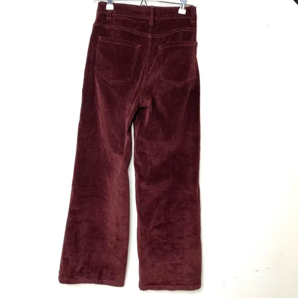 Zara Brown chocolate WINE Velvet Wide Leg Pants sz 2 - Image 2