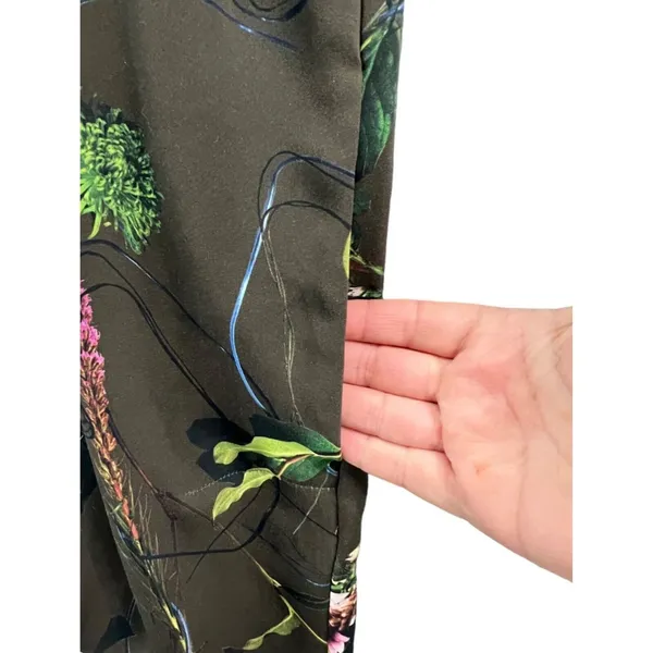 Babaton Tunic Mini Dress‎ S Green Floral Tie Neck Pockets Fairy Grunge Whimsy - Image 6