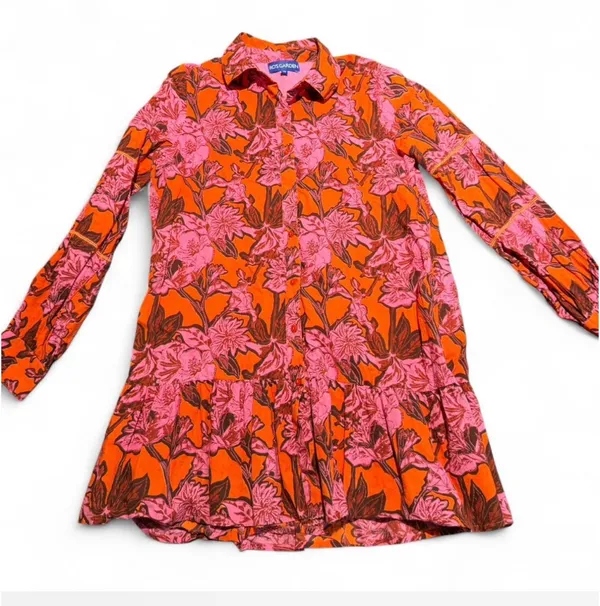 Ro Garden Tuckernuck Orange and Pink Floral Mini Dress - Image 2