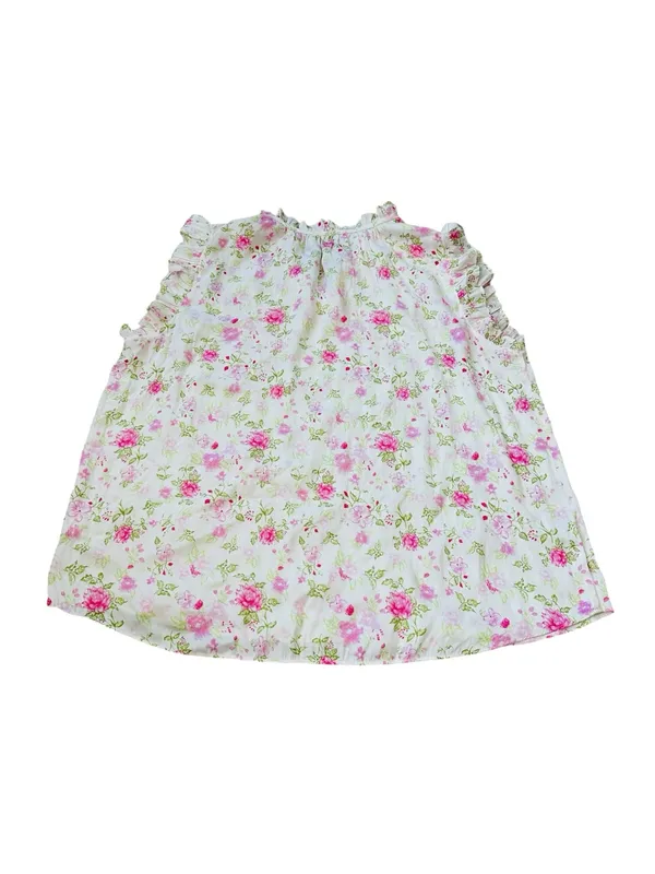 Maison d’Amelie Pink Floral Blouse Ruffle Trim Cottagecore Feminine Casual - Image 4