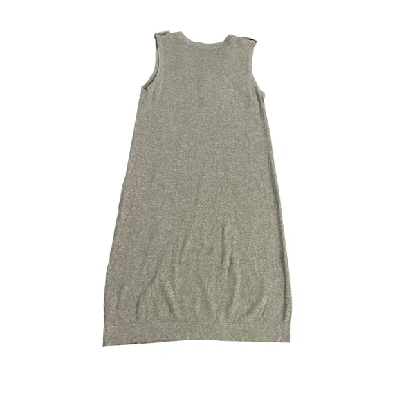 J Jill Linen Organic Cotton V-Neck Midi Dress Brown Sleeveless Epaulet - Image 3