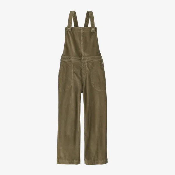 Patagonia Organic Cotton Women's Stand Up Cropped Corduroy Overalls Sage Khaki - Image 3