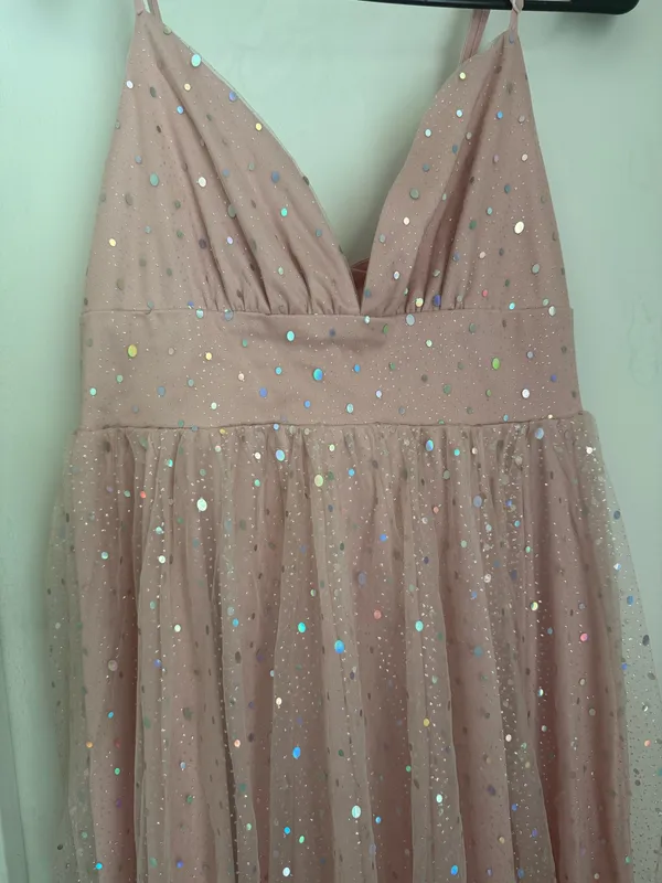 SheIn Pink sparkly maxi dress with silver sequins - Image 2