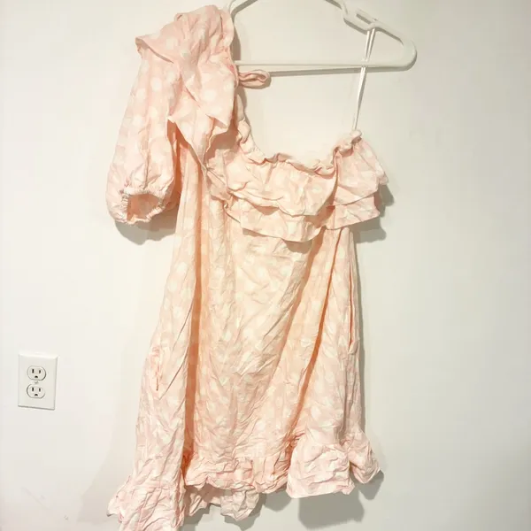Lisa Marie Fernandez‎ x Target Size XL Pink Polka Dot One Shoulder Ruffle Dress - Image 5