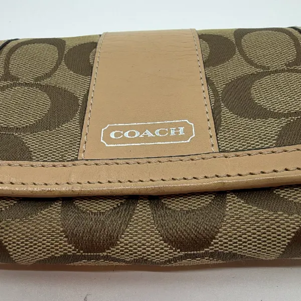 Coach Signature C Trifold Beige Canvas Wallet - Image 2