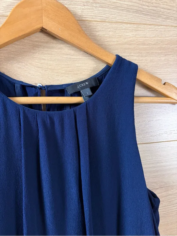 J. Crew Sleeveless Layered Navy Blue Top Size 2 - Image 3