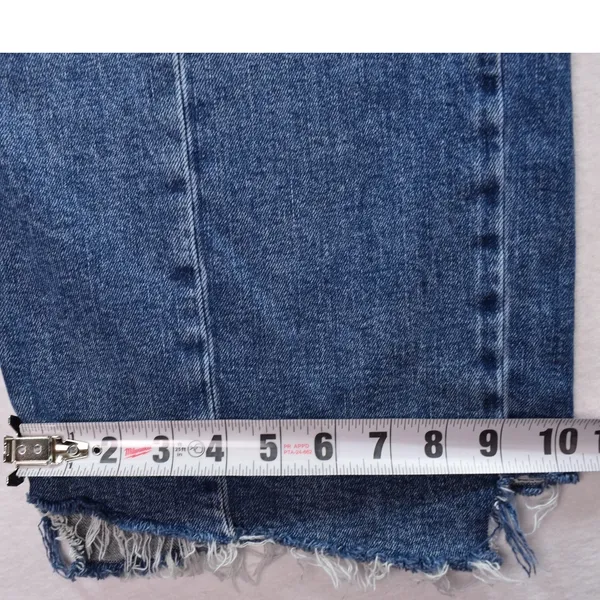 American Eagle Womens Wide Leg Jeans Blue Medium Wash Front Seam Raw Hem Size 26 - Image 7