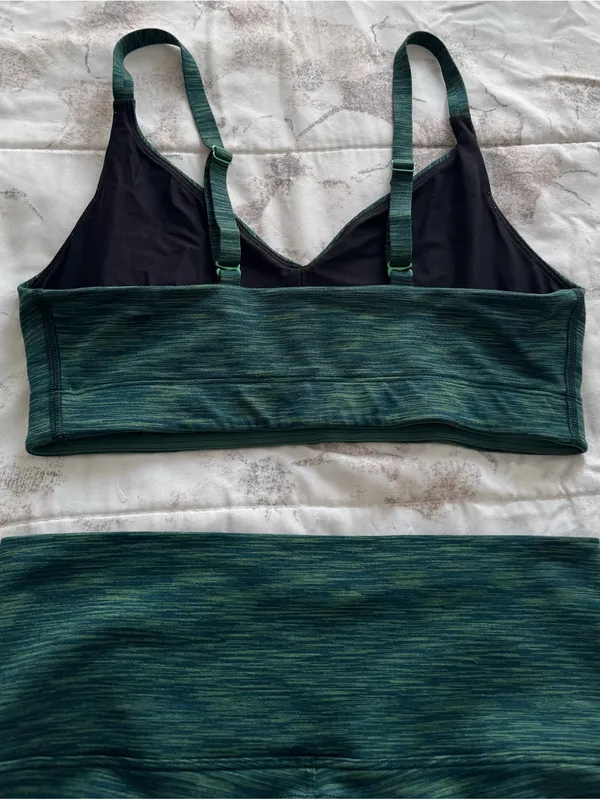 Outdoor Voices matching set of Dark Teal Heather Bike Shorts & sport bra, size S - Image 10