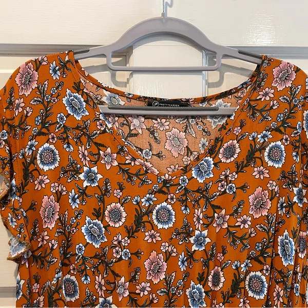 PrettyGarden Ruffle Cap Sleeve Floral Hi-Low Maxi Dress‎ Brown Size XXL (18) - Image 3