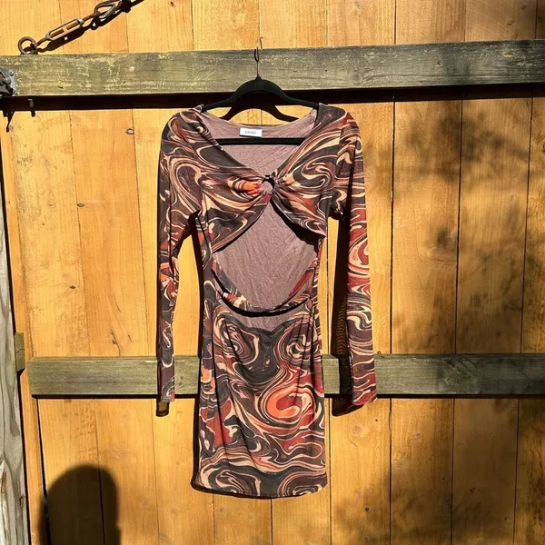 Reeling Colors Sheer Cut Out Dress size large black bead dolls kill‎ marbled - Image 2