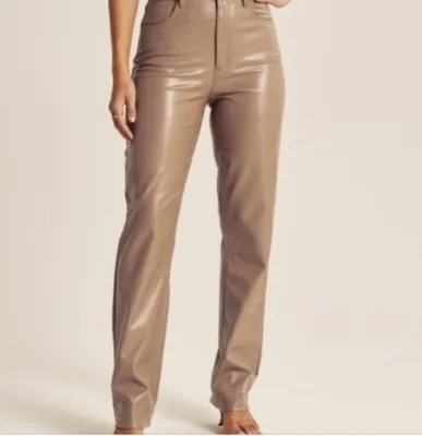 Abercrombie Tan Leather Pants - Image 3