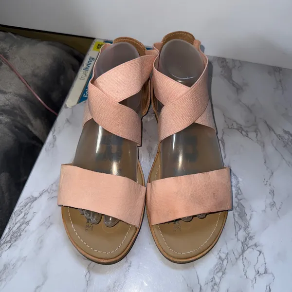 Sorel Ella Sandal Women 9.5 Pink Leather Elastic‎ Ankle Strap Open Toe Boho - Image 3