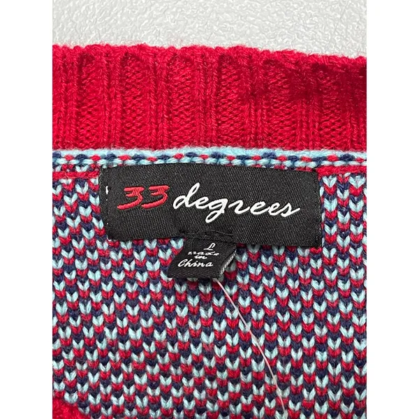 NEW 33 Degrees Merry & Bright Multicolor Christmas Holiday Sweater Top Size L - Image 7
