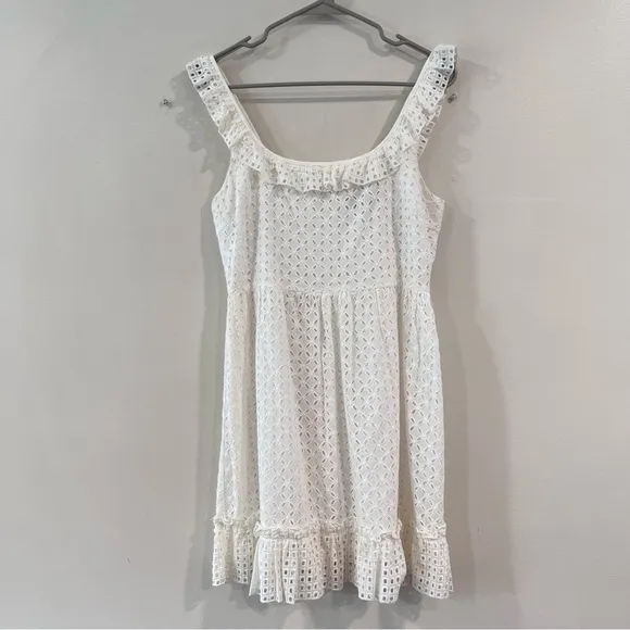 Lulus Make‎ a Wish White Eyelet Ruffled Mini Dress MEDIUM - Image 5