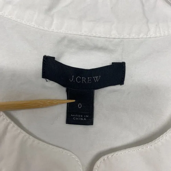 J Crew Womens 0 White Cotton Cap‎ Sleeve Lace Up Pullover Preppy Blouse Shirt - Image 2