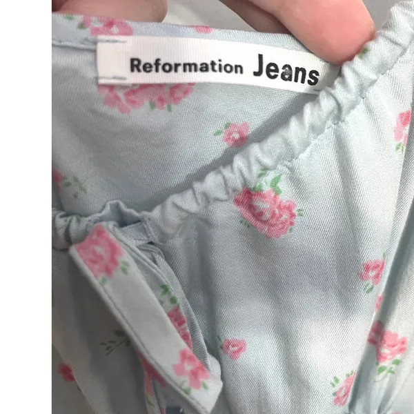 Reformation Floral Mini Dress Baby Blue Pink Rose Cami Ditsy Dainty Coquette CL - Image 4