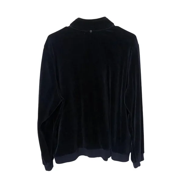 Lauren Ralph Lauren Black Velour‎ Full Zip Track Jacket Womens XL y2k bomber - Image 5