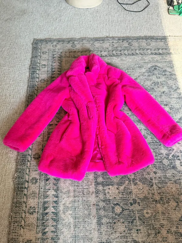 Majorelle Amora hot pink fuschia faux fur oversized coat S - Image 5