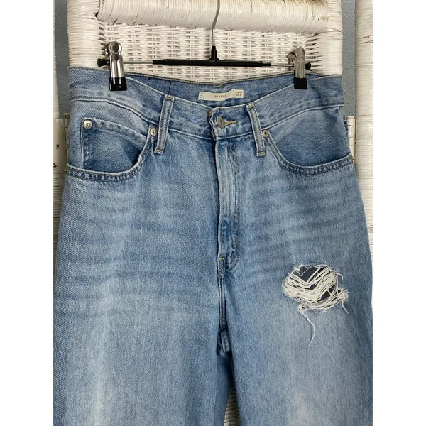 Levi's 501 94 Baggy Jeans Light Wash Distressed High Rise‎ Straight 27 - Image 9