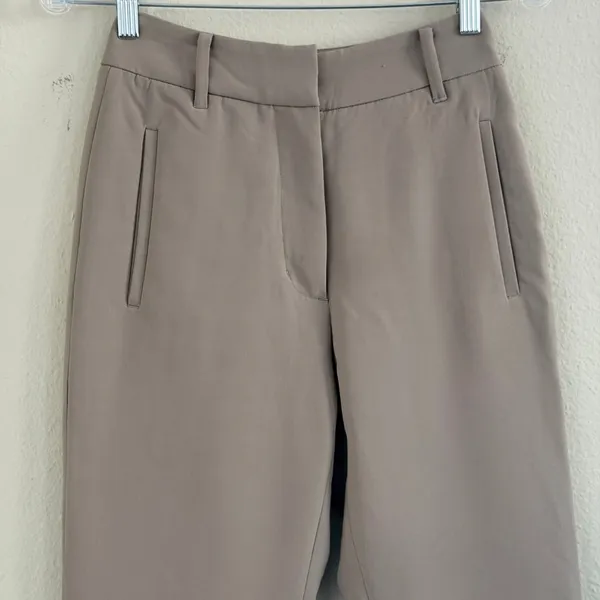 Quince Stretch Straight Leg Trouser Pants‎ Women XS Taupe Brown Minimalist NWT - Image 3