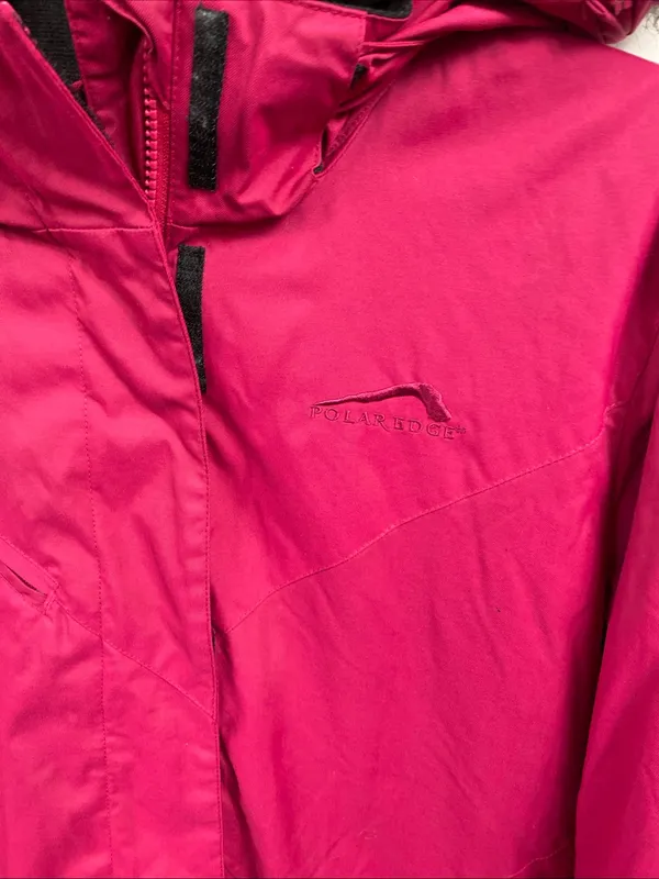 Ski Snow Waterproof Jacket Furry Hood Pink Women’s Small Lined Double Layer - Image 2